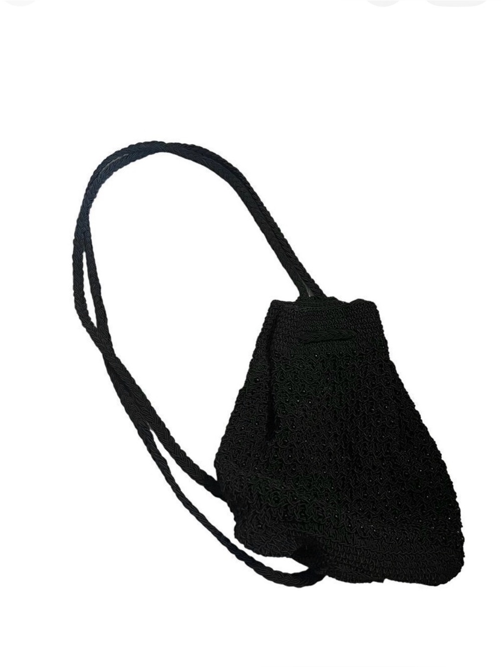 Vintage Black Knit Beaded Sling Bag
